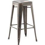 Sklum - tabouret haut en acier lix bross gris chrom ?75 cm