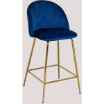 Sklum - tabouret haut en velours kana design ?65 cm bleu doré Sklum - tabouret haut en velours kana design ?65 cm bleu doré