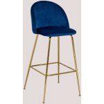Sklum - tabouret haut en velours kana design ?75 cm bleu doré Sklum - tabouret haut en velours kana design ?75 cm bleu doré