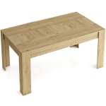 Skraut home - table de salle a manger de 140cm extensible 200cm, couleur naturale mat, mesures: 90. 4 ...