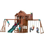 Backyard discovery - skyfort ii aire de jeux en bois aire de jeux extrieur avec balanoire, toboggan, ...