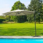 Skylantern - parasol deporte octogonale Ø300cm de plage - parasol déporté 3x3 m beige acier traité - ... Skylantern - parasol deporte octogonale Ø300cm de plage - parasol déporté 3x3 m beige acier traité - ...
