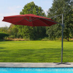 Skylantern - parasol deporte octogonale Ø300cm de plage - parasol déporté 3x3 m rouge aluminium - parasol ... Skylantern - parasol deporte octogonale Ø300cm de plage - parasol déporté 3x3 m rouge aluminium - parasol ...