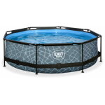 Smoby - piscine exit stone ø300x76cm avec pompe filtrante - grise Smoby - piscine exit stone ø300x76cm avec pompe filtrante - grise