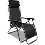 Chaise longue inclinable, transat en textilne de jardin, 165 x 112 x 65 cm, noir, textilne, avec coussin, ...