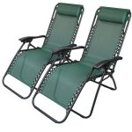 Chaise longue inclinable, transat en textilne de jardin, 165 x 112 x 65 cm, vert, textilne, pack de ...