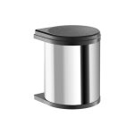Poubelle encastrable sous vier 15l hailo as mono coloris - argent / noir