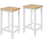 Sobuy - lot de 2 chaises tabourets de cuisine en bois avec repose - pieds, fst29 - wnx2 �