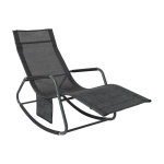 Sobuy - fauteuil  bascule transat de relaxation chaise longue bain de soleil rocking chair ? avec pochette ...
