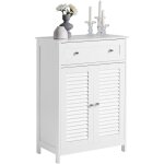 Meuble bas de salle de bain , 603587 cm, 1 tiroir + 2 portes + 1 tagre, mdf laqu blanc mat, surface ...