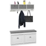 Fsr64 - w + frg282 - w set de banc de rangement avec coussin rembourr, 2 abattants + meuble d'entre ...