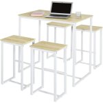 Ensemble table de bar mange - debout avec 4 tabourets repose - pieds, style moderne pour cuisine, salle ... Ensemble table de bar mange - debout avec 4 tabourets repose - pieds, style moderne pour cuisine, salle ...