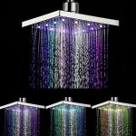 Soekavia - pommeau de douche led carr 7 couleurs changeant le dbit d'eau 8 pouces abs chrome 12 pices ...