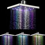 Soekavia - pommeau de douche led carr� 7 couleurs changeant le d�bit d'eau 8 pouces abs chrome 12 pi�ces ...