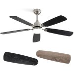 Sofucor - ventilateur de plafond avec clairage et tlcommande, cc, 132 cm, 5 pales bicolores, nickel ...