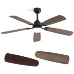 Sofucor - ventilateur de plafond avec clairage et tlcommande, cc, 132 cm, 5 pales bicolores, noir