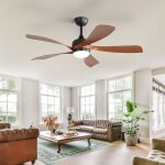 Sofucor - ventilateur de plafond moderne 132 cm, intrieur / extrieur, avec clairage et tlcommande, ...