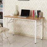 Soges - petite table pliante?bureau d'angle pour bureau � domicile, 120x60x75cm, teck et blanc
