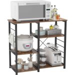 Etag�re de cuisine en m�tal et bois, meuble rangement desserte de cuisine etag�re pour four � micro - ...