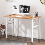 Soges - petite table pliante?bureau d'angle pour bureau � domicile, 100x60x75cm, teck et blanc
