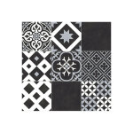Sol vinyle link plus - carreaux de ciment noir et blanc - surface brillante - echantillon 15 x 20 cm