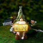 Solaire de jardin statue lumires avec led solaire en rsine synthtique nain de au hula hoop avec des ...