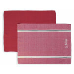 Lot de 2 torchons en coton sel et poivre rouge, brod 50x70 cm - rouge