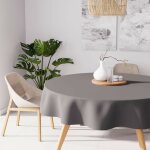 Nappe anti - t�ches ronde 180 cm alix gris, par soleil d'ocre