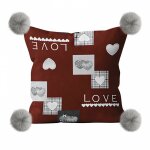 Soleil d ocre - coussin en polaire microfibre 45x45 cm love rouge, par soleil d'ocre