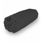 Soleil d ocre - drap housse en coton percale 140x190 cm camille anthracite, par songe de camille