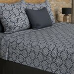 Soleil d ocre - parure de draps coton 57 fils 240x290 cm esmeralda marine, par soleil d'ocre