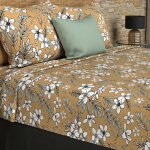 Soleil d ocre - parure de draps coton 57 fils 240x290 cm manon camel, par soleil d'ocre