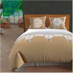 Soleil d ocre - parure housse de couette 260x240 cm en coton 57 fils esprit de famille taupe, par soleil ...
