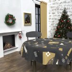 Soleil d ocre - nappe ronde anti - t�ches diam�tre 180 cm sapin noir, par soleil d'ocre