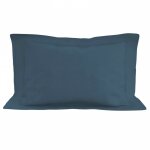 Soleil d ocre - taie d'oreiller en coton 57 fils 50x70 cm uni bleu canard, par soleil d'ocre