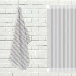 Lot de torchons de cuisine coton kent blanc et gris, par soleil d'ocre