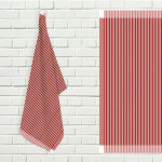 Lot de torchons de cuisine coton kent rouge et blanc, par soleil d'ocre