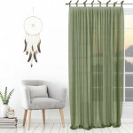 Soleil d ocre - voilage � nouettes 135x250 cm spirit kaki, par soleil d'ocre