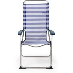 Solenny - chaise de plage pliante 5 positions dossier ergonomique bleu blanc 67x63x114 cm