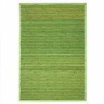 Solo bamboo - tapis salon en bambou larges lattes et ganse vert 160x230