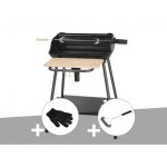 Barbecue charbon bergamo + gant de protection + brosse en t somagic