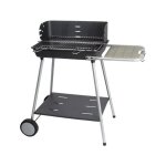 Somagic - barbecue  charbon de bois avec tablette en bois noir 93. 5x54. 5x89 cm
