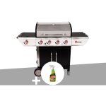 Somagic - barbecue  gaz avec chariot manhattan 450gpi + plancha + dgraissant pour barbecue