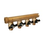 Collecteur sanitaire monobloc m - f 3 / 4' + mini - vannes 4 d�parts 1 / 2'