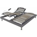 Ebac literie - sommier lectrique s62 + lattes bois - rglage fermet zone lombaires - 2x70x190 - gris ...