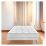 Bysommiflex - sommier tapissier blanc (90x190)fabrication francaise artisanalepieds offerthauteur avec ...