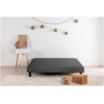 Sommier tapissier a lattes 140 x 190 - bois massif gris anthracite + pieds - deko dream rakenne Sommier tapissier a lattes 140 x 190 - bois massif gris anthracite + pieds - deko dream rakenne