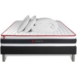 Somness - ensemble matelas sommier energy 140 x 190 cm - couleur : noir avec 2 oreillers et couette