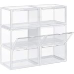 Songmics - botes  chaussures, lot de 6, coffre de rangement, empilable, avec porte, en plastique, pointure ...