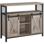 Buffet avec 2 portes coulissantes, 100 x 33 x 80 cm, �tag�res r�glables, style industriel, gr�ge et noir ...